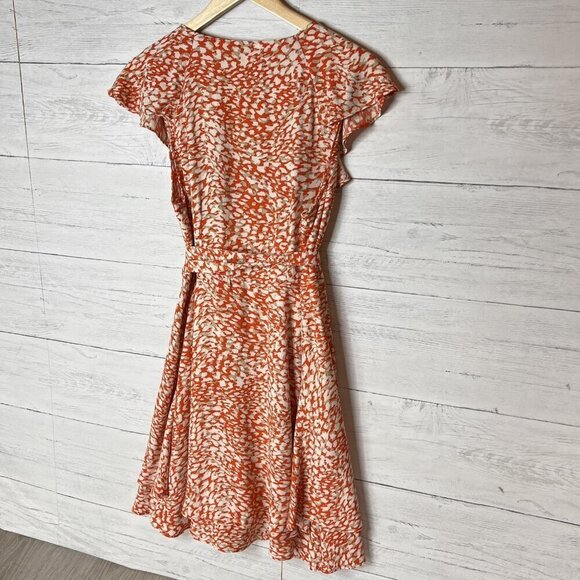 We the Free Mini Dress Womens Size S/P Orange French Quarter Leopard Wrap Girly - Picture 5 of 15